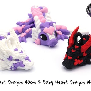 Heart Dragon  - Herz Drache perfekt zum Valentinstag in 3 Varianten  -by Cinderwing3D
