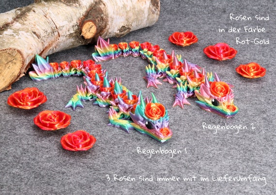 Baby Rose Dragon 26 Cm - Movable Jointed Rose Dragon - 4 Colors 3D