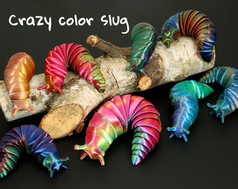 Schnecke Crazy Color Edition einzigartig - 3D Druck - Fidget Slug - Kleines Geschenk - Schreibtischspielzeug - Deko - Gelenkschnecke