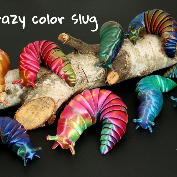 Snail Crazy Color Edition unique - Impression 3D - Fidget Slug - Petit cadeau - Jouet de bureau - Décoration - Escargot articulé