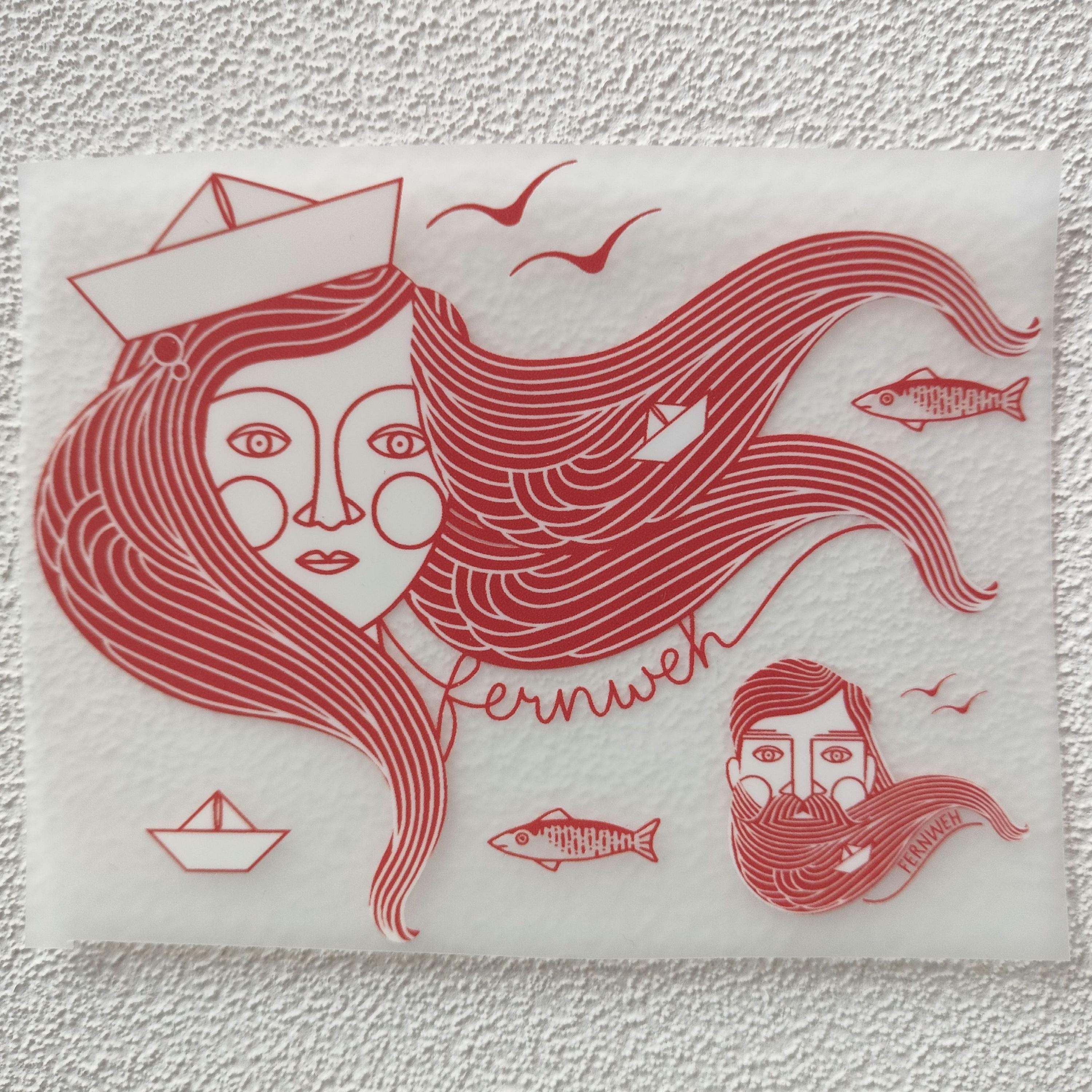 1 iron-on patch "Wanderlust in red" by Lisa Sanders
