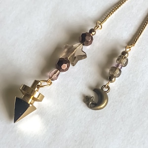 Pendulum for Divination - Gold with Star and Moon