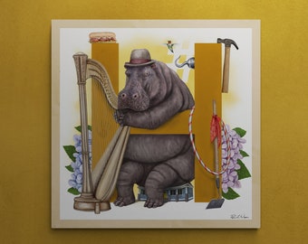 Animal Alphabet Series- Humphrey the Hippo | Art Print