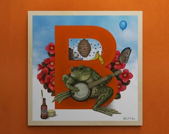 Animal Alphabet Series- Bernie the Bullfrog | Art Print