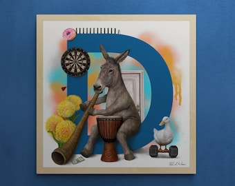 Animal Alphabet Series- Donovan the Donkey | Art Print