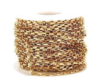 2 Meter 2 mm, vergoldeter Edelstahl klobige Box-Kette, Schmuckkette, Schmuckherstellung. Basteln