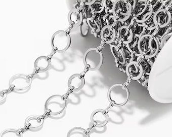 1 M NO FADE Edelstahl 10 mm Kreis Gliederkette für DIY Frauen Halskette Armband Schmuck machen Wasserdicht