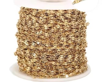 2 Mt Edelstahl Gold Flach Oval Gefüllt Kabelkette für DIY Schmuckherstellung Großhandel Ketten