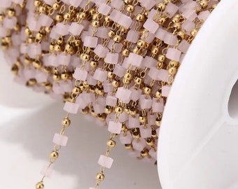 1M Stainless Steel Gold Beaded Chains for DIY Women Bracelet Necklace waterproof