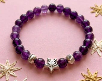 Amethyst Edelstein Perlen Armband, Heilung spiritueller Schmuck