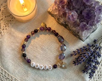 Loved Armband Amethyst & Kristall Stretch Armband