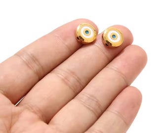5PC Edelstahl-Vergoldete anlaufgeschützte Evil Eye Perlen
