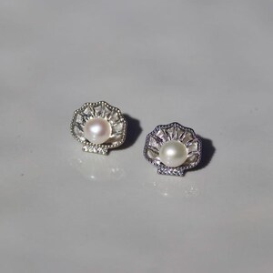 Pearl Shell Stud Earrings - Small Gold Plated Jewelry - Beach Wedding, Friend, Birthday Gift - Minimalist Shell Studs