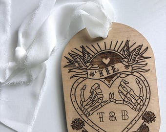 Personalized Till Death Christmas Ornament | Alternative Wedding Ornament | Custom Couple Ornament | Tattoo Inspired Christmas