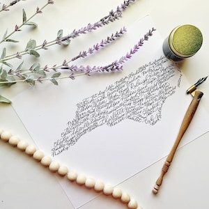 North Carolina Calligraphy Print, NC Art Print, North Carolina Word Print,