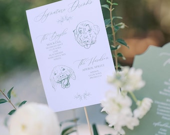 Custom Pet Portrait Signature Drink Bar Menu (Printed Sign)