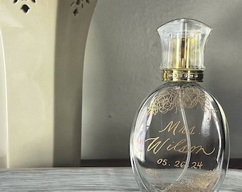 Custom Engraved Oval Perfume Bottle: Wedding Keepsake, Mother of the Bride/Groom Gift, Mothers Day Gift, Sister Gift