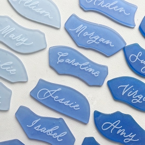 Calligraphy Sea Glass Place Cards, Wedding Place Cards, Place Cards, Unique Place Cards