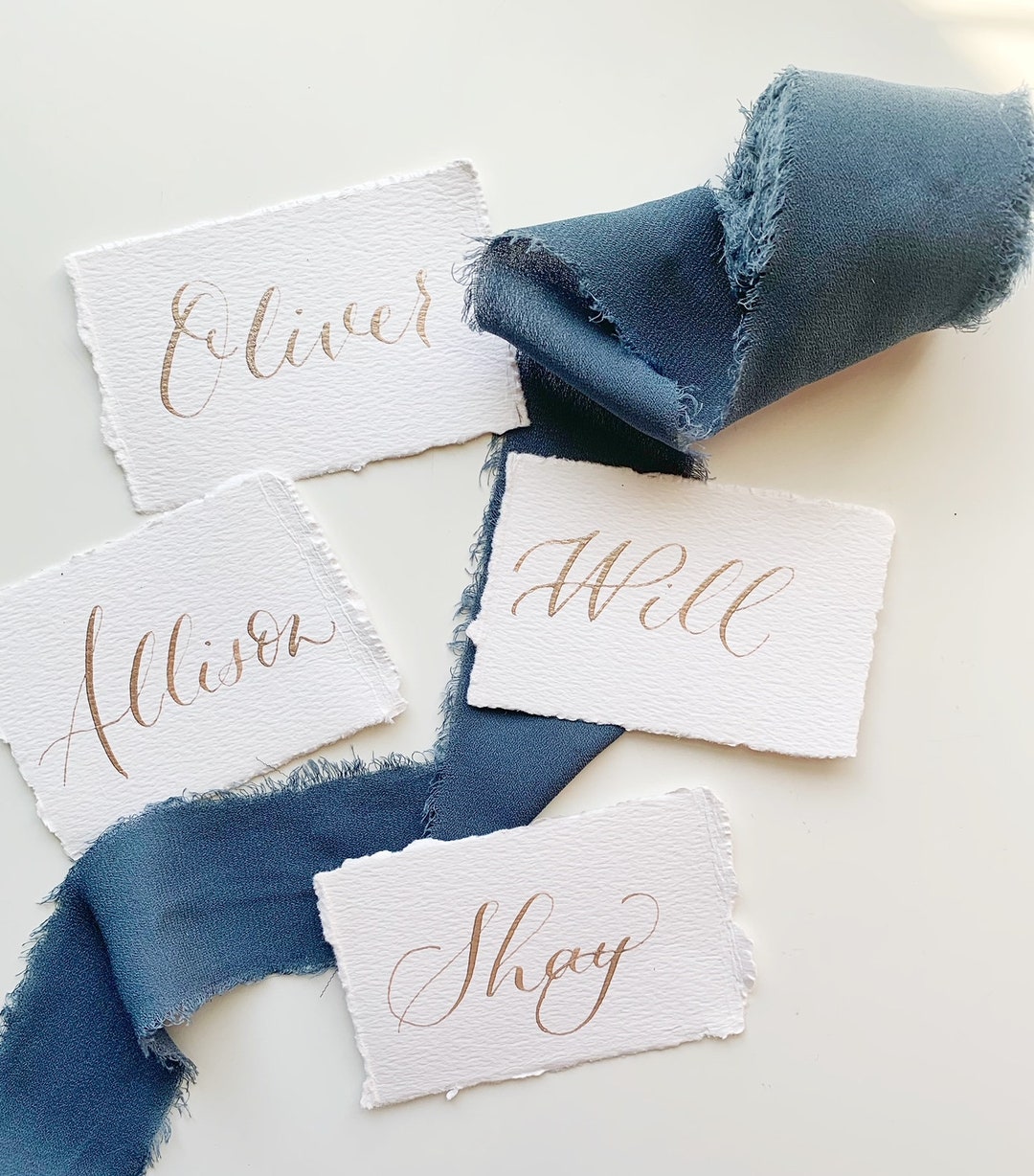 Hand Torn Raw Edge Place Cards, Wedding, Bridal Shower, Bridal Luncheon