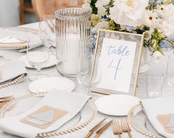 Calligraphy Table Numbers for Weddings | Deckled Edge or Smooth Paper | Ink Colors