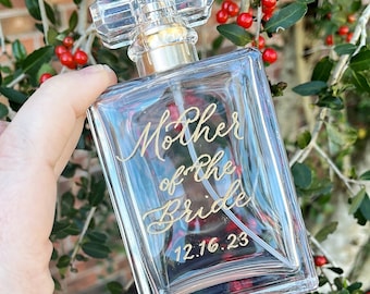 Mother of the Bride Custom Engraved Perfume Bottle: Handmade Mother Wedding Day Gift