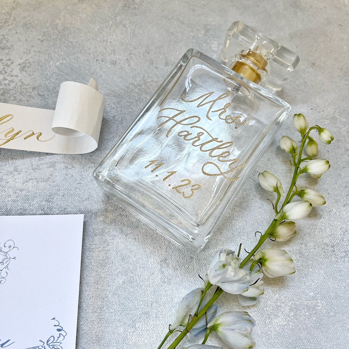 Custom Engraved Perfume Bottle: Wedding Keepsake (Empty)