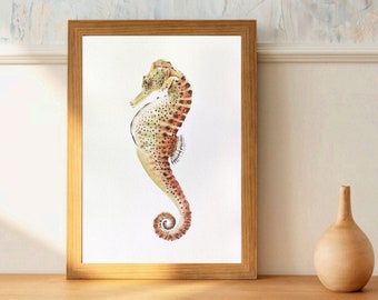 Seahorse Watercolor Painting Sealife Themed Artwork Seahorse Wall Hanging Sealife Wall Art for Nature Lover Decor Gift Sealife Art Print