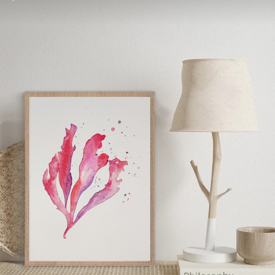 Watercolor Seaweed, Seaweed Painting, Seaweed Wall Decoration, Coral Painting, Seaweed Wall