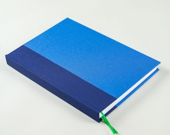 hand-bound lined notebook, blue & navy