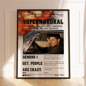 Supernatural Poster, Digitaldruck, Sam und Dean Winchester, Winchester Brothers, Crowley, Castiel, Bobby, Digital TV Series Poster