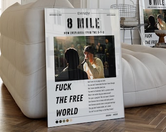 8 マイル映画ポスター、ヴィンテージ映画ウォールアート、エミネム映画、スリム シェイディ ポスター、ヴィンテージ エミネム ギフト、レトロ エミネム、ラップ ポスター、00 年代映画