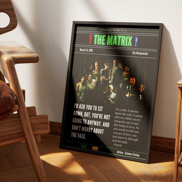 The Matrix Movie Poster, The Matrix Artwork,  The Matrix Print, The Matrix Gift, Movie Print, Catchword Print, Wachowski, Neo Morpheus