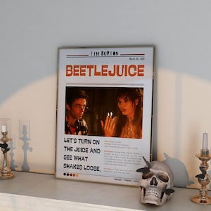 Beetlejuice 1988 Poster, Beetlejuice Print, Tim Burton, Retro Movie Poster, Halloween movies Poster, Digital Wall Art, Home Decor