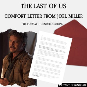 Carta de consuelo de Joel Miller / Carta digital / Lenguaje neutro / Descarga instantánea / PDF / Carta parodia / The Last of Us