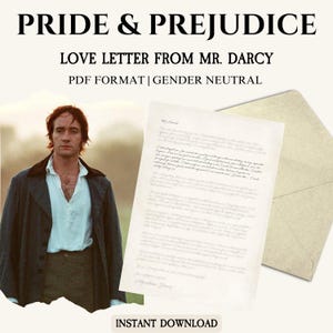 Carta de amor del Sr. Darcy, Carta digital, Lenguaje neutro, Descarga instantánea, PDF, Carta parodia, Orgullo y prejuicio, Jane Austen