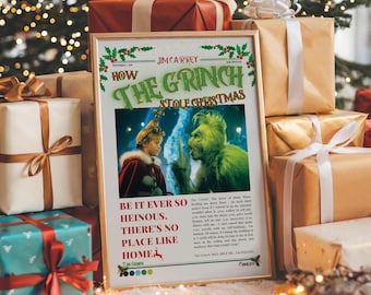 グリンチのクリスマス盗み、デジタルプリント、クリスマス映画、クリスマスプリント、レトロなクリスマスデコレーション、自宅用ホリデーパーティーギフト