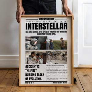 Interstellar Movie Poster, Christopher Nolan movies, Digital Download, Printable Wall Art, Movie Print, Gift Idea, Interstellar Gift, Space