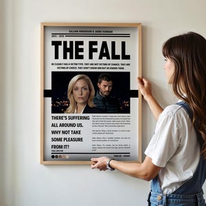 The Fall Poster, TV Series Poster, Midcentury Art, Minimalist Art, Retro Poster, Home Decor, Digital Print Jamie Dornan, Gillian Anderson