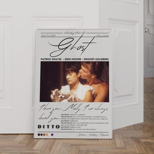 Ghost Movie Poster, Digital Wall Art, Demi Moore Gift, Patrick Swayze, 90s Movie Poster, Vintage Movie Print, Patrick Swayze Gift,