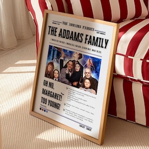 The Addams Family Poster, Morticia and Gomez Addams Print, Wednesday Addams, Retro Movie Poster, Halloween movies Poster, Digital Wall Art