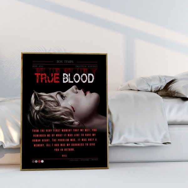 True Blood Poster, Sookie Stackhouse  Print, Bill Compton, Eric Northman, Vampire, Vampire Wall Art, Poster Gifts, Vampire, Vampire poster