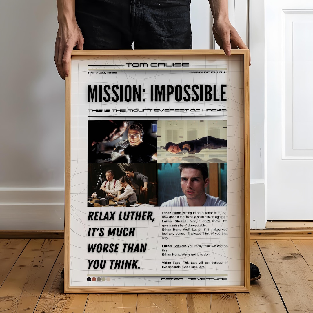 Mission Impossible 1 Movie Poster, Digital Download, Mission Impossible,  Brian De Palma, Minimalist Movie Poster, Home Decor, Tom Cruise - Etsy, image size:1080x1080