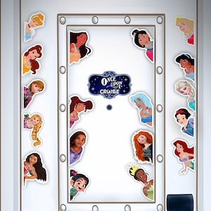 Disney Cruise Disney Mini Princesses Belle, Moana, Elsa, Tiana, Tinkerbell, Ariel, Aurora, Anna Etc. Disney Magnet - Stateroom Door Decor