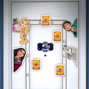 Disney Wish Cruise Inspired Mini Digitally Painted Rapunzel, Flynn, Mother Gothel and Maximus Art Disney Magnet - Door Decorating!
