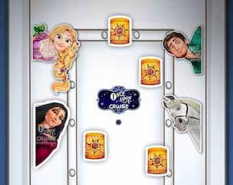 Disney Wish Cruise Inspired Mini Digitally Painted Rapunzel, Flynn, Mother Gothel and Maximus Art Disney Magnet - Door Decorating!