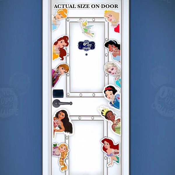 Disney Cruise Disney Princess Belle, Moana, Elsa, Tiana, Tinkerbell, Ariel, Aurora, Anna Etc. Art Disney Magnet - Door Decorating!