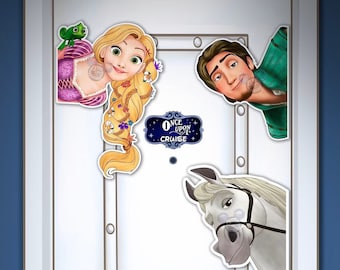 Disney Wish Cruise Inspired EXTRA Large and Large Digitally Painted Rapunzel, Flynn and Maximus Art Disney Magnet - Door Decorating!