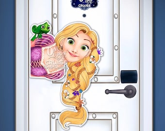 Disney Wish Cruise Inspired EXTRA Large and Large Digitally Painted Tangled Princess Rapunzel Art Disney Magnet - Door Decorating!