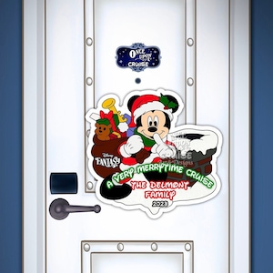 Disney Cruise Holiday Very Merrytime Santa Mickey Personalized Magnet Optional Ornaments Inspired Art Magnets For Your Stateroom Door!