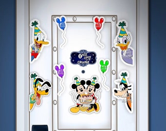 Disney Cruise Disney Classic Fab 5 Birthday Mickey, Minnie, Pluto, Donald, Goofy & Daisy Art Disney Magnet - Door Decorating!